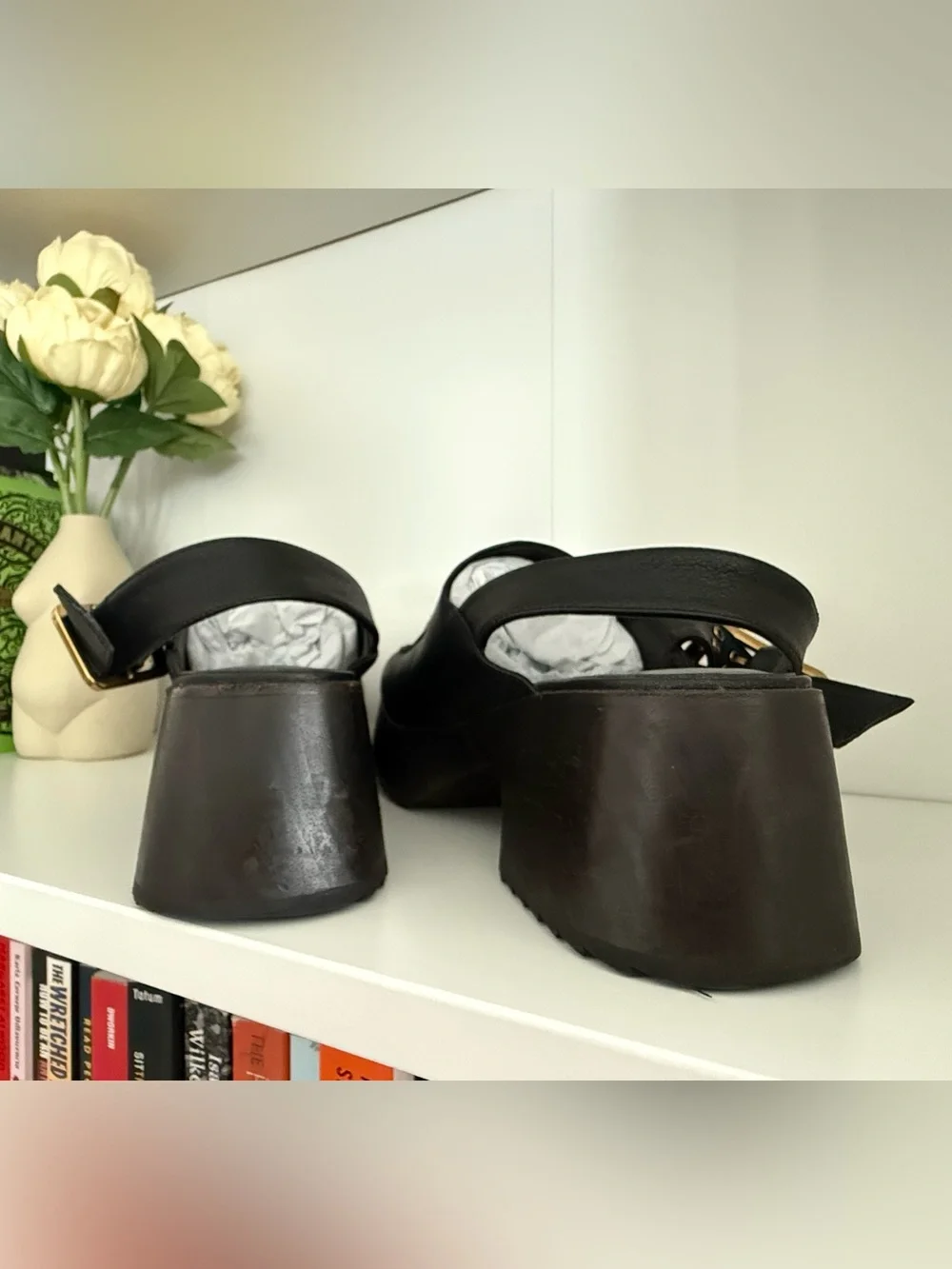 Charlotte Stone “Carlos” Slingback Platform Clogs - Black